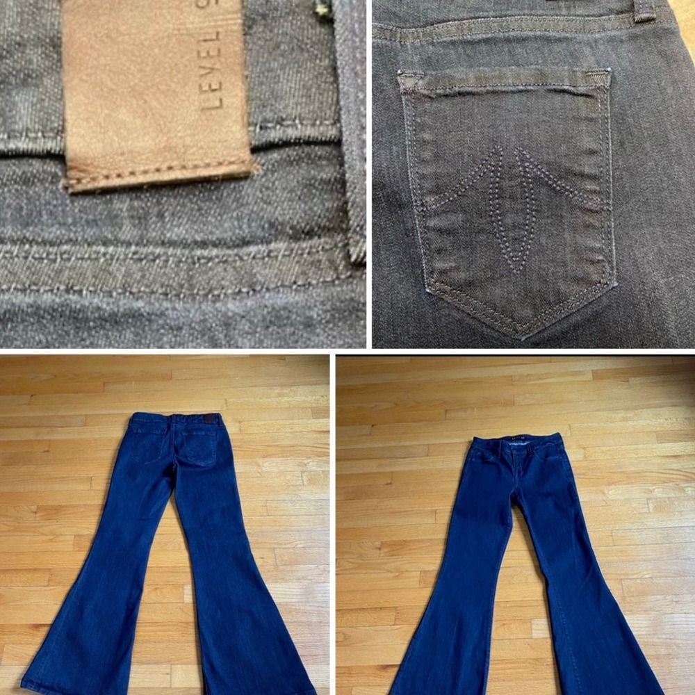 Anthropologie Level 99 womens flare jeans sz 26 mid rise dark wash soft stretch